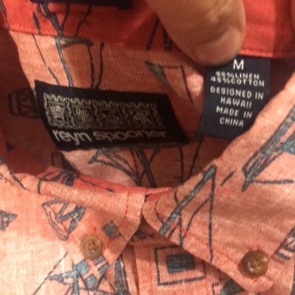 Reyn spooner Reverse Boat Print Short Sleeve Button Down Shirt size M - Picture 6 of 9